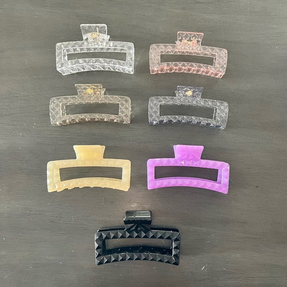 Light Gray Taupe Diamond Pyramid Large Transparent 5" Lobster Claw Hair Clip - Picture 2 of 4